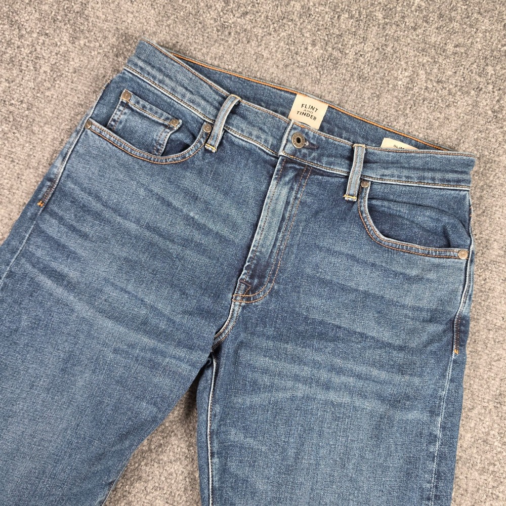 Flint and Tinder Slim Fit Jeans Mens 31x32 Blue Stretch Denim USA Huckberry